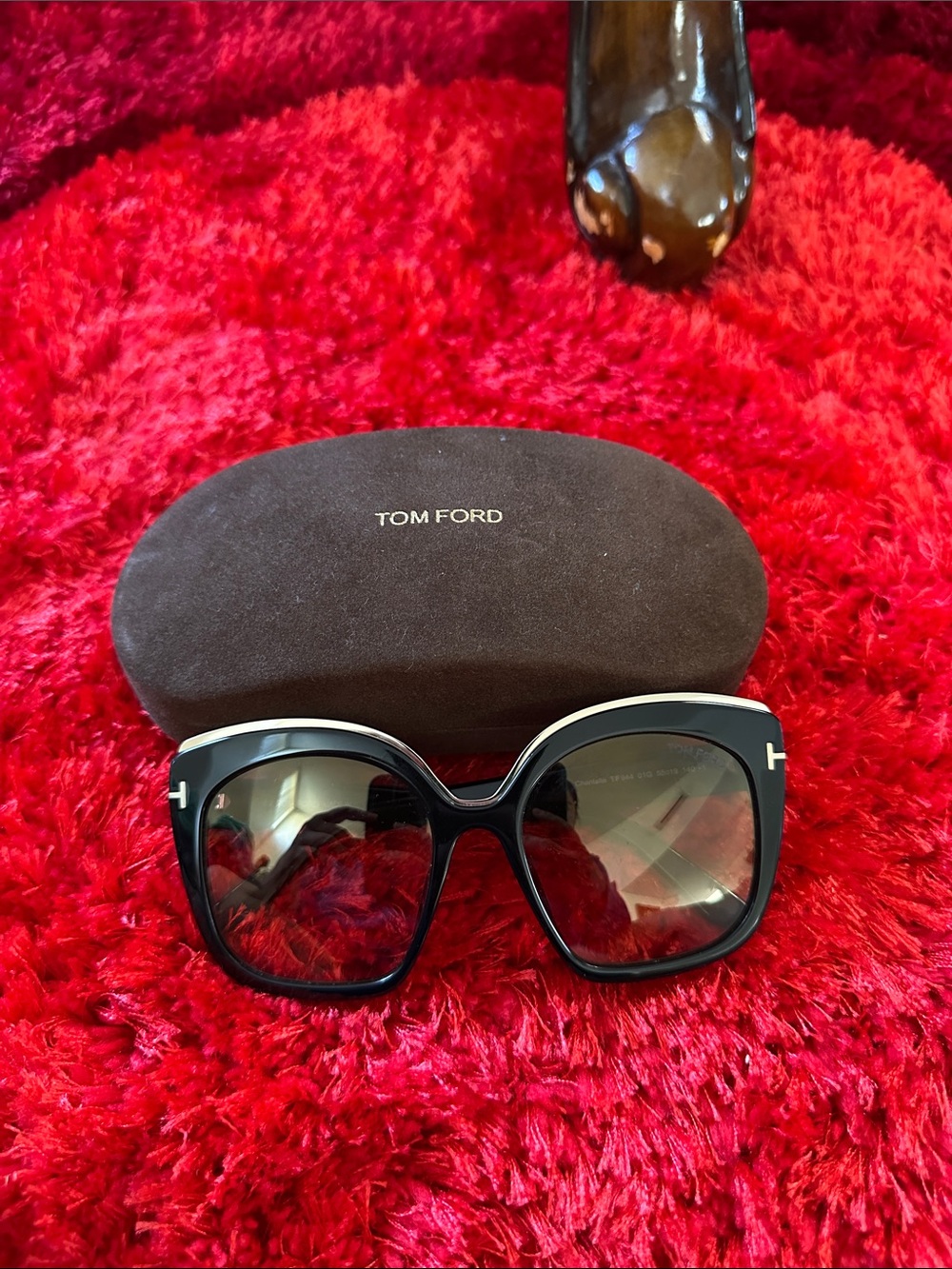 Tom Ford Black and Gray Oversized Women's Sunglasses